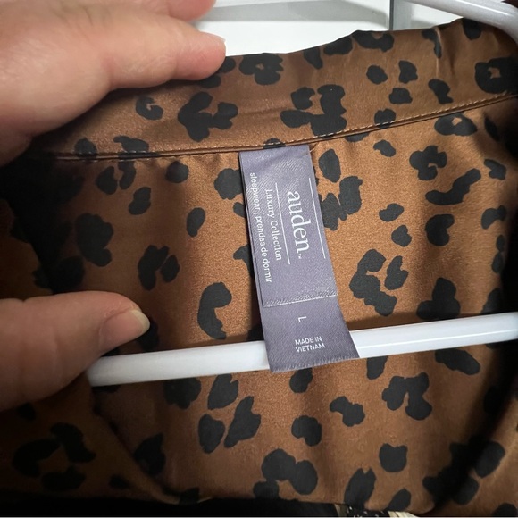 NWT Auden Women's Brown Leopard-Print Long-Sleeve Pajama Top- Size L - Picture 4 of 5